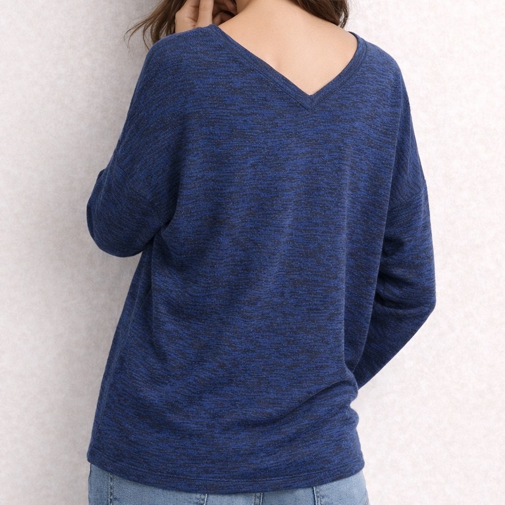 Splendid Blue V-Neck Sweater with V-Back
